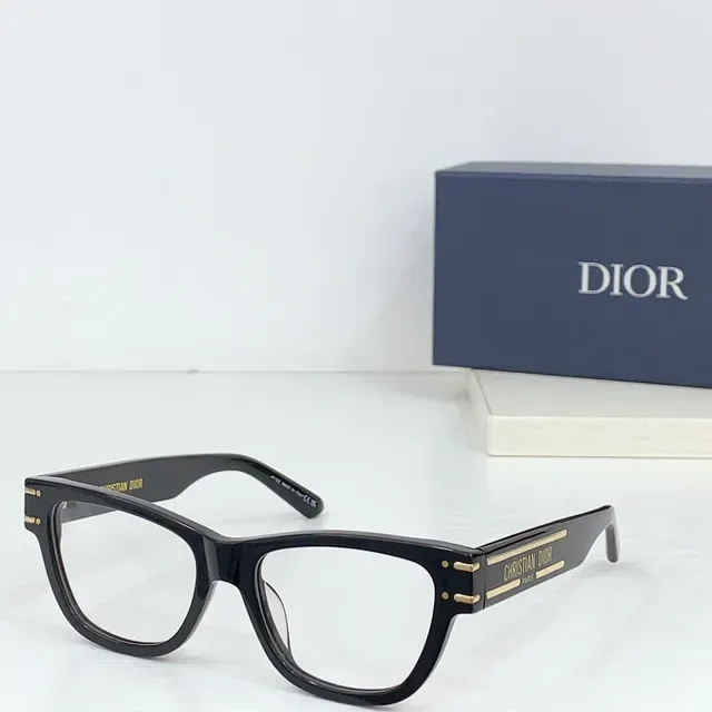 Dior نظارات بصرية أسود بني إطار أسيتات مستطيل أمامي 8