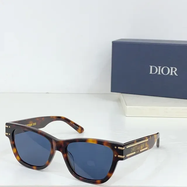 Dior نظارات بصرية أسود بني إطار أسيتات مستطيل أمامي 9