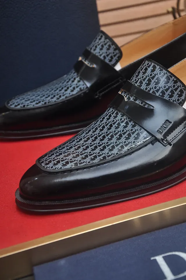 Dior Black Gray Patent And Smooth Leather Oblique Monogram Overlay Loafer 2