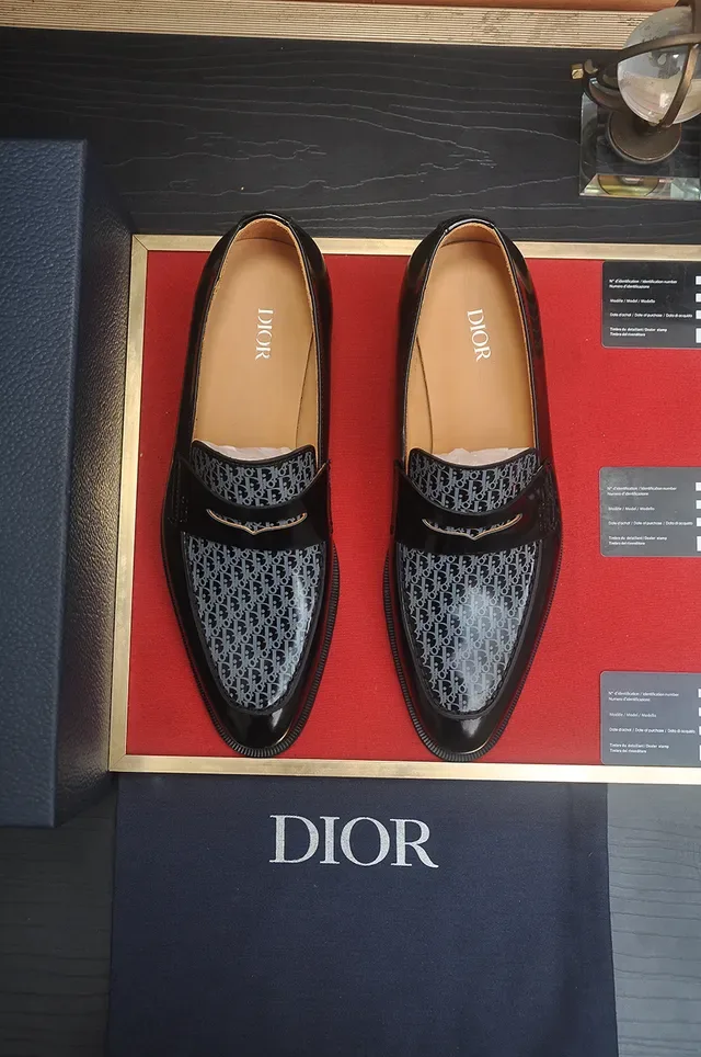 Dior Black Gray Patent And Smooth Leather Oblique Monogram Overlay Loafer 5