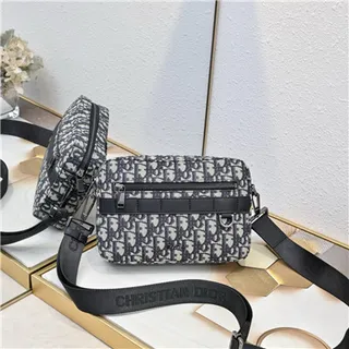 Dior কালো মনোগ্রাম টেকনিক্যাল ফ্যাব্রিক আয়তাকার স্ট্রাকচার্ড সিলহুট মেসেঞ্জার ব্যাগ 10