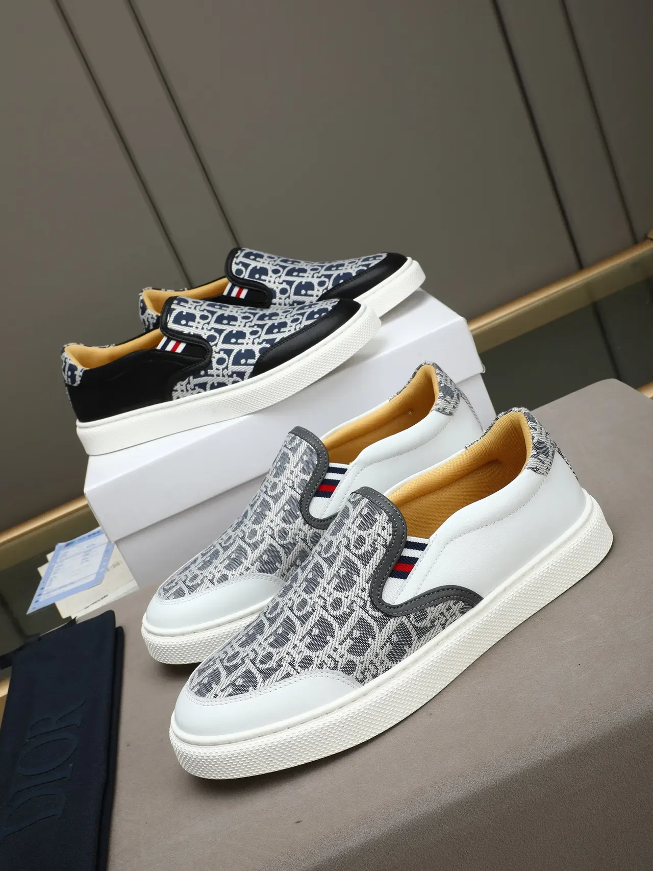 Dior Black Navy Slip-On Monogram Canvas Lifestyle Sneakers 2
