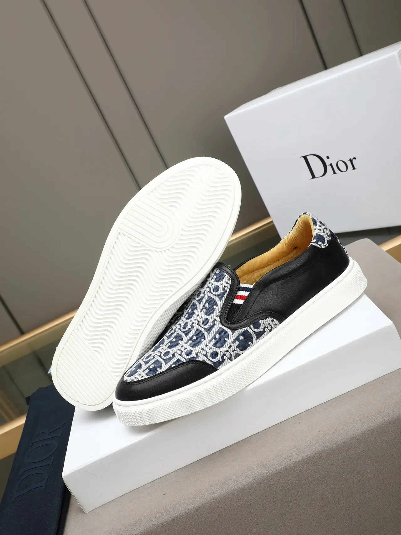 Dior Black Navy Slip-On Monogram Canvas Lifestyle Sneakers 5