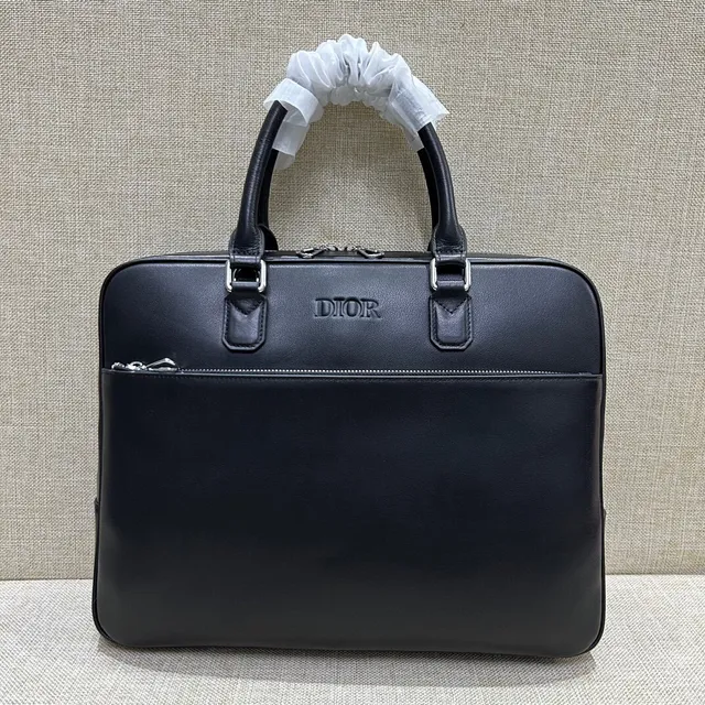Dior Black Structured Leather Top-Handle Boston Bag 4