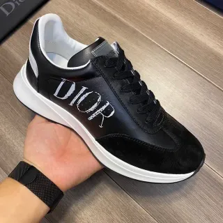 Dior Black White Mixed-Material Upper Bold Side Logo Lifestyle Sneakers