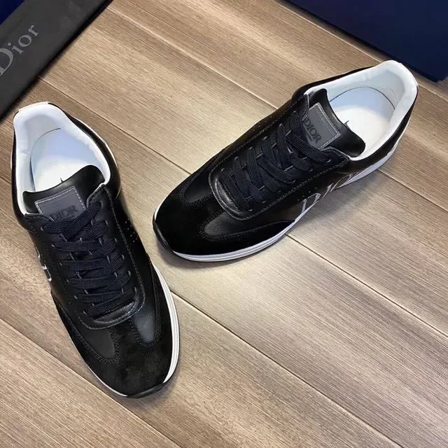 Dior Black White Mixed-Material Upper Bold Side Logo Lifestyle Sneakers 2