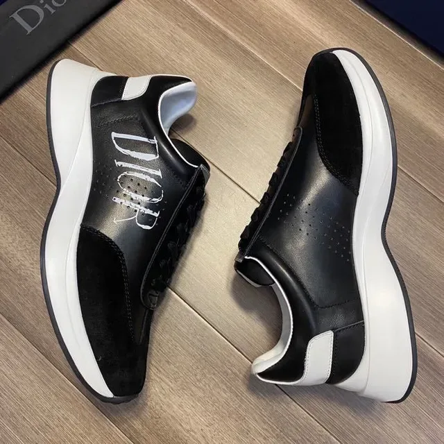 Dior Black White Mixed-Material Upper Bold Side Logo Lifestyle Sneakers 3