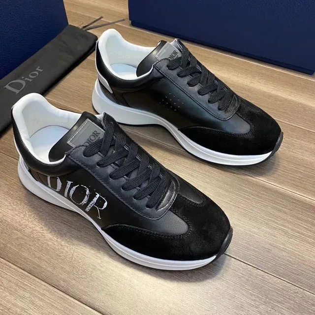 Dior Black White Mixed-Material Upper Bold Side Logo Lifestyle Sneakers 4