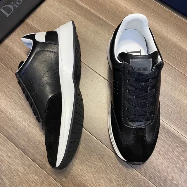 Dior Black White Mixed-Material Upper Bold Side Logo Lifestyle Sneakers 6