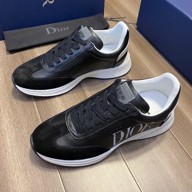 Dior Black White Mixed-Material Upper Bold Side Logo Lifestyle Sneakers 7