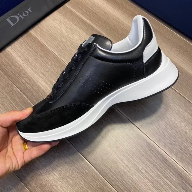 Dior Black White Mixed-Material Upper Bold Side Logo Lifestyle Sneakers 8