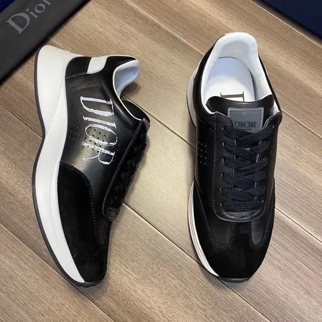 Dior Black White Mixed-Material Upper Bold Side Logo Lifestyle Sneakers 9