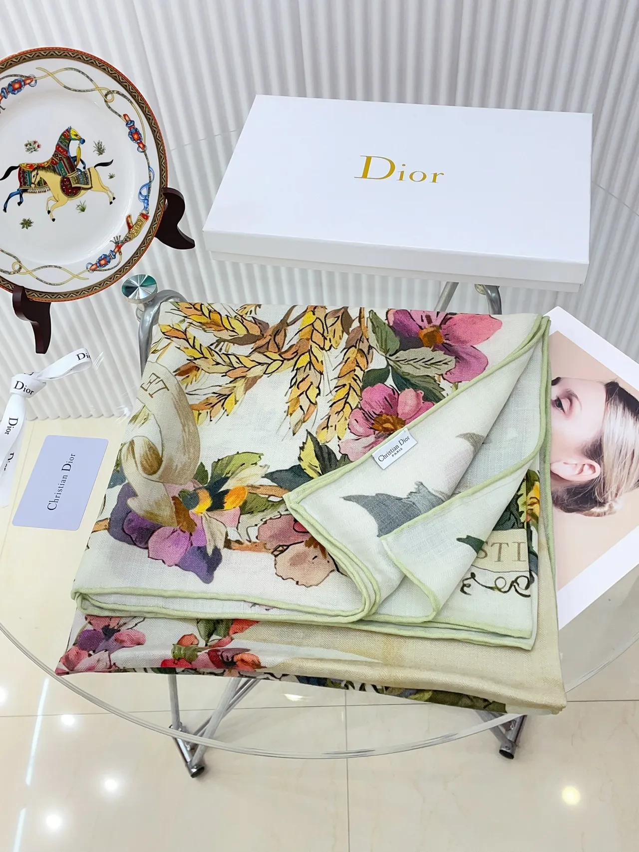 Dior 植物小麦印花丝巾 5