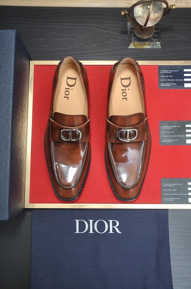 Dior Brown Black Polished Leather Cap-Toe Construction Loafer 5