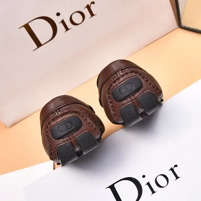 Dior Brown Silver Pebbled Leather Metal Buckle Detail Loafer 9