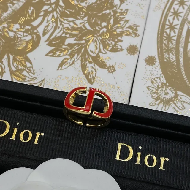 Dior CD Logo Red Gold Chain Enamel Necklace 2