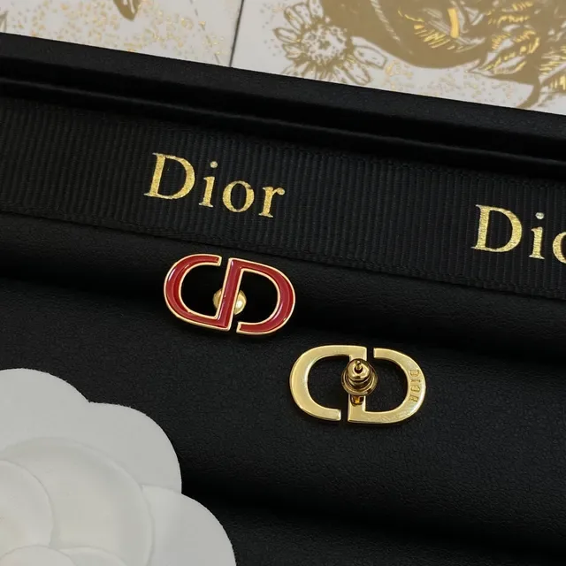 Dior CD Logo Red Gold Chain Enamel Necklace 4