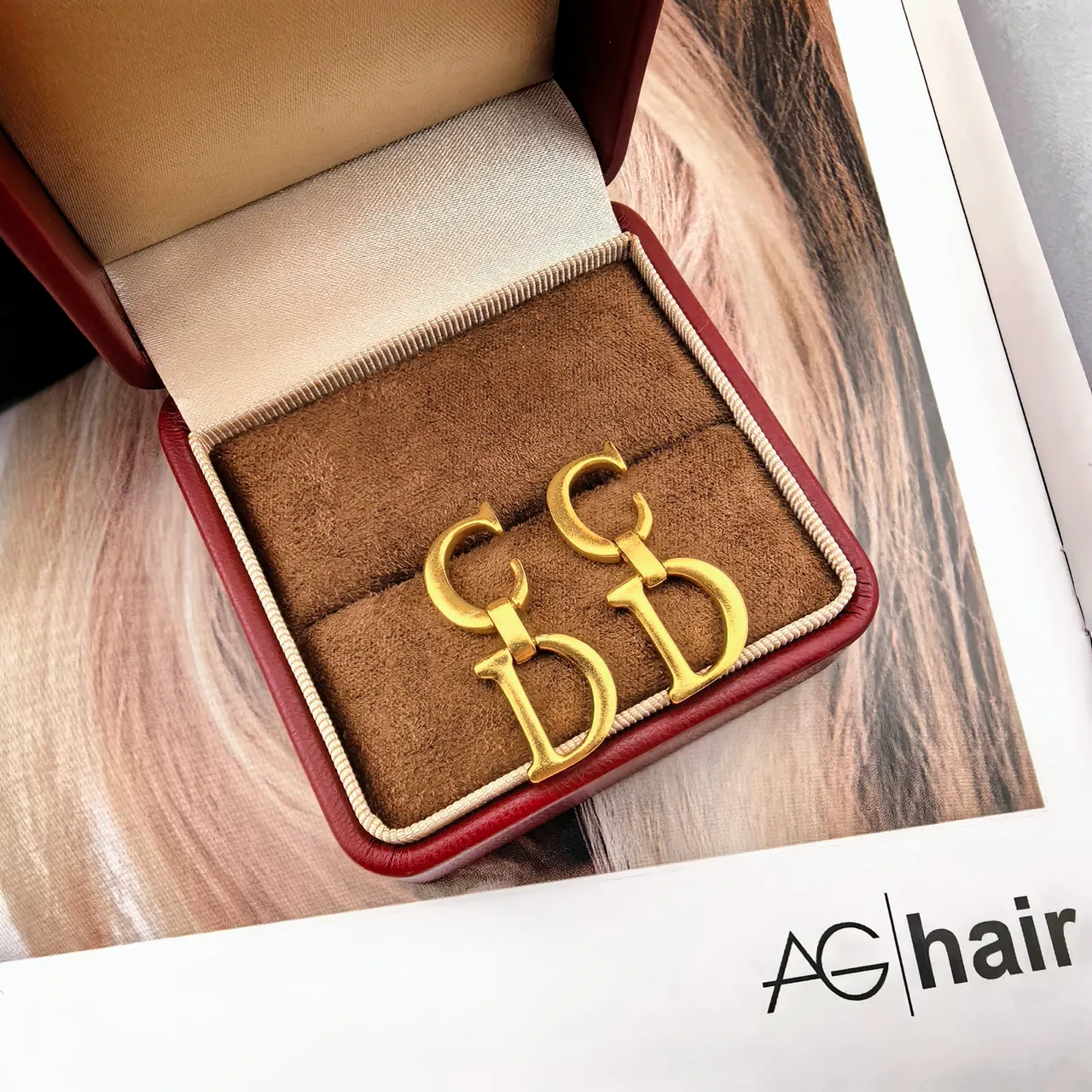 Dior CD Monogram Gold-Tone Interlocking Earrings 3