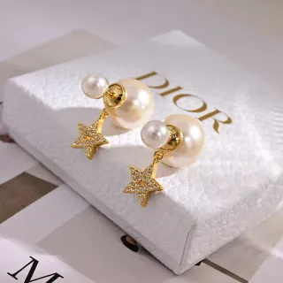 Dior Double Pearl and Pavé Star Earrings
