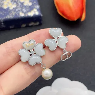 Dior Floral Heart Pearl Drop Earrings