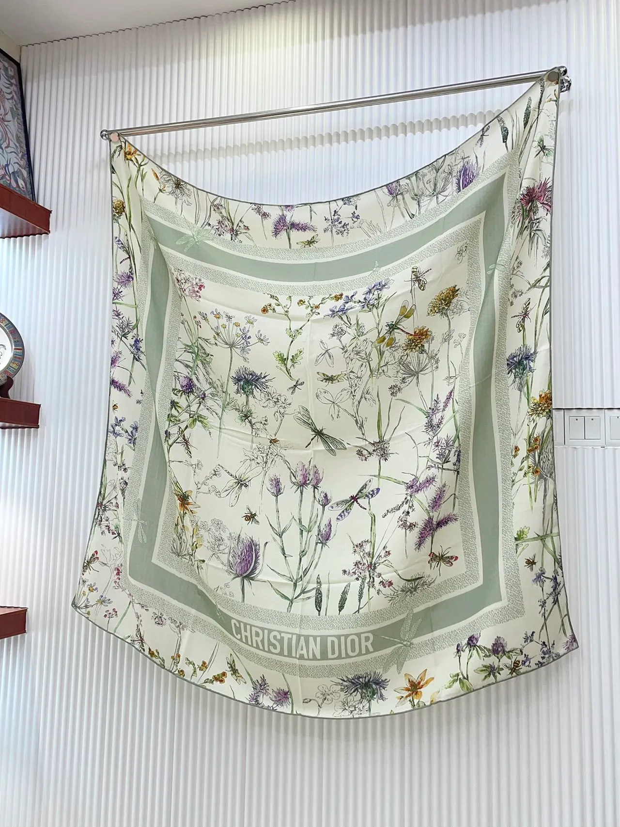 Dior Impressão Floral Motivo Botânico Lenço de Seda 4