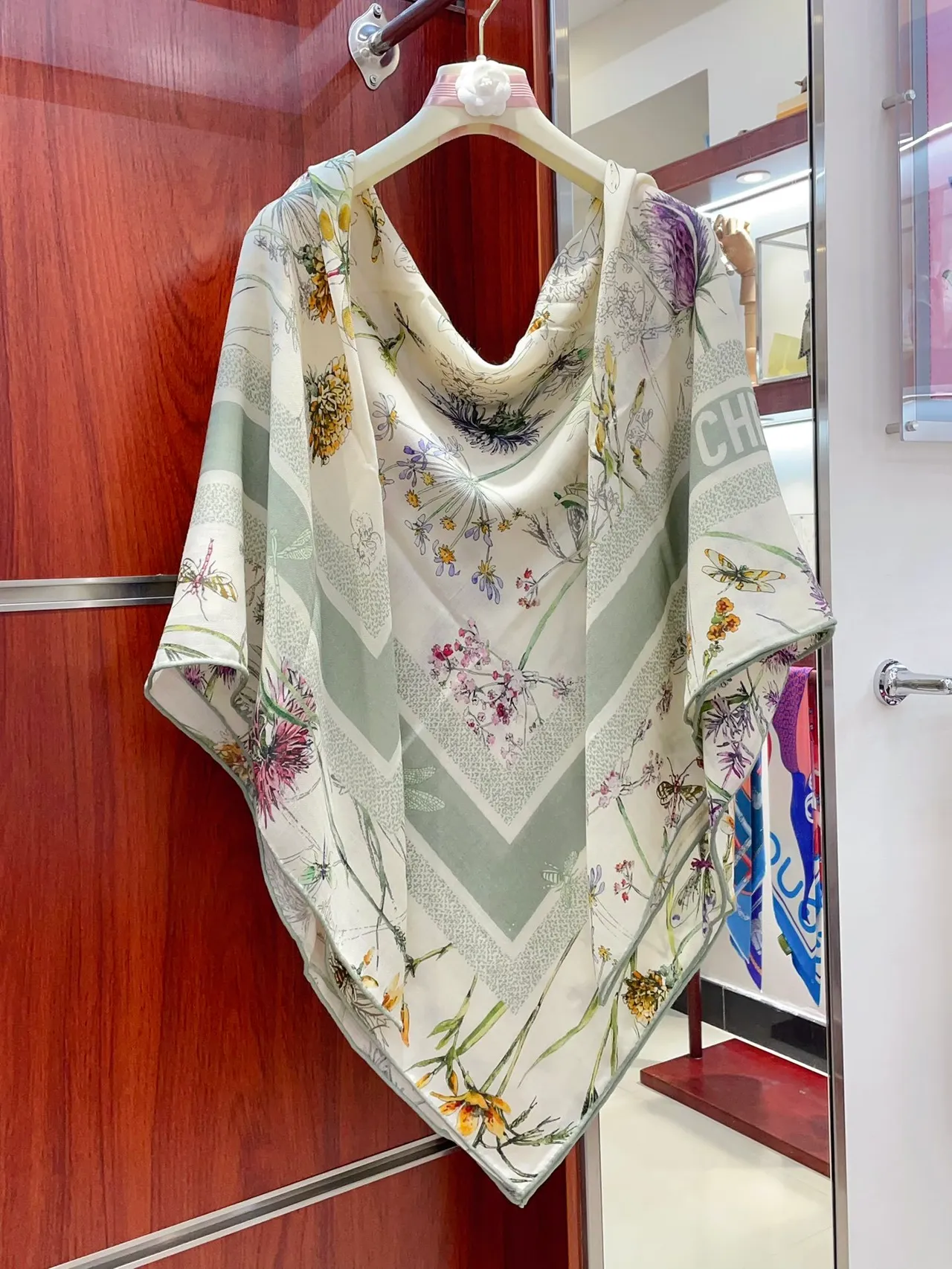 Dior Impressão Floral Motivo Botânico Lenço de Seda 7