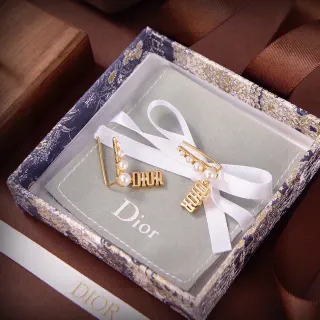 Dior Gold-Tone DIOR Letter Pearl Earrings