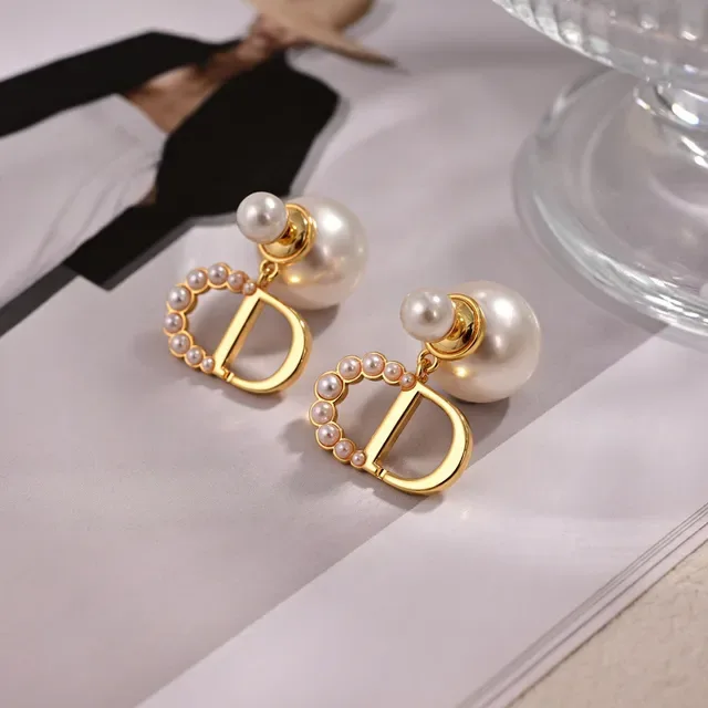 Dior Gold White Metal Cultured Pearls Earrings 2