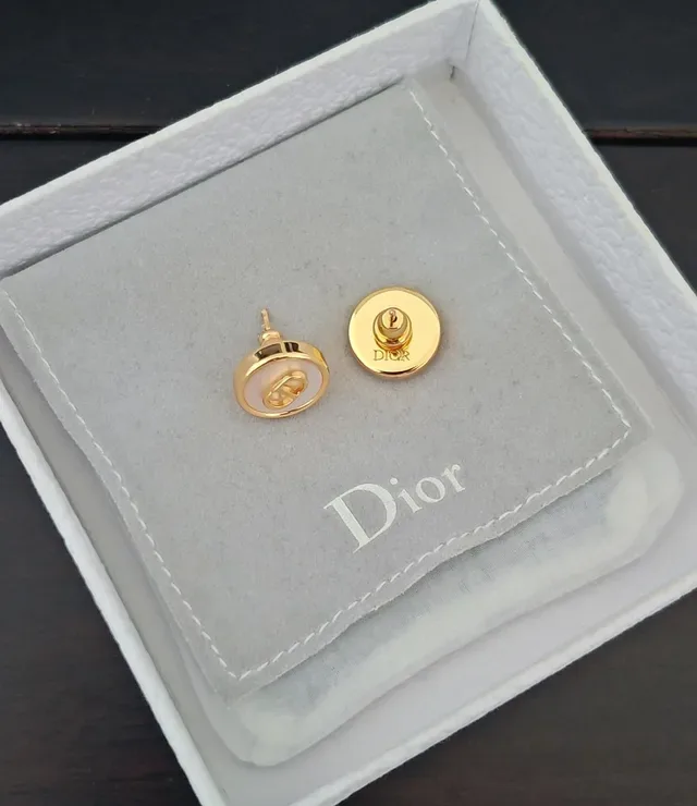 Dior Boucles d'oreilles Or Blanc Nacre Enlay 3