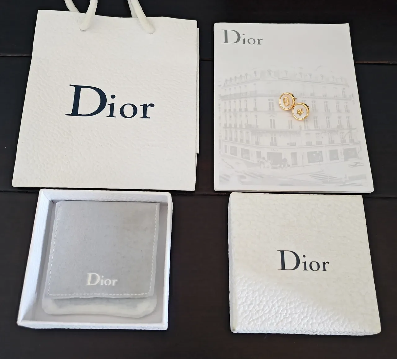 Dior Boucles d'oreilles Or Blanc Nacre Enlay 5