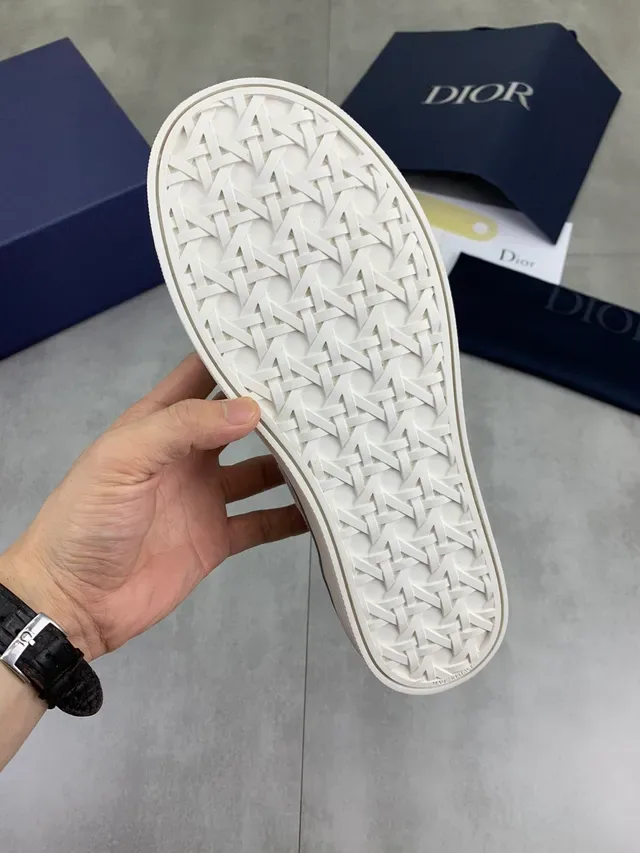 Dior Cinza Branco Monogram Jacquard Superior Slip-On Construção Tênis Lifestyle 2