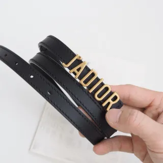 Dior J'adior Black Gold Narrow Lettering Leather Belt
