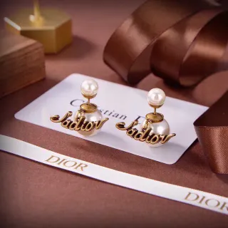 Dior J'adior Pearl and Gold-Tone Script Earrings