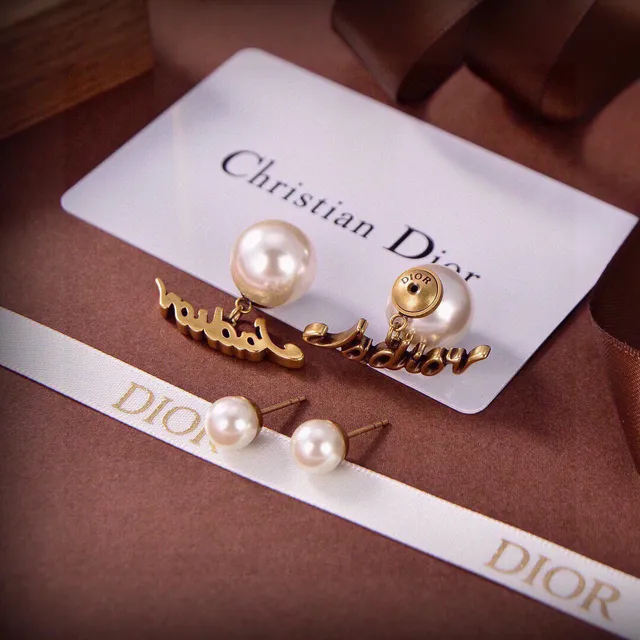 Dior J'adior Pearl and Gold-Tone Script Earrings 4