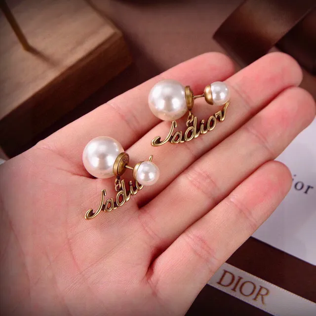 Dior J'adior Pearl and Gold-Tone Script Earrings 5