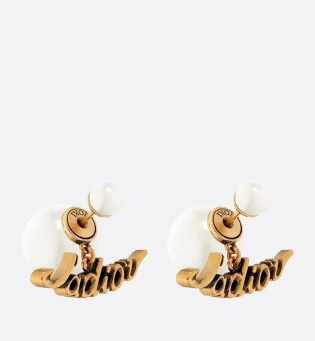 Dior J'adior Pearl and Gold-Tone Script Earrings 6