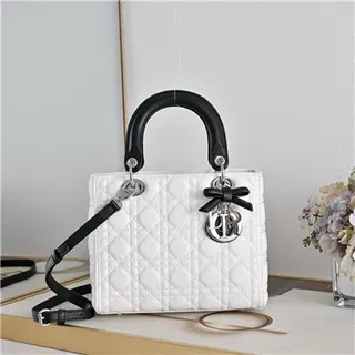 Dior Lady Dior White Quilted Cannage Top-Handle Tote Bag