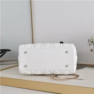 Dior Lady Dior White Quilted Cannage Top-Handle Tote Bag 4