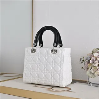 Dior Lady Dior White Quilted Cannage Top-Handle Tote Bag 7