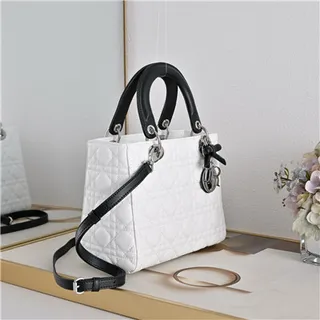 Dior Lady Dior White Quilted Cannage Top-Handle Tote Bag 8