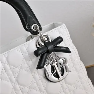 Dior Lady Dior White Quilted Cannage Top-Handle Tote Bag 9
