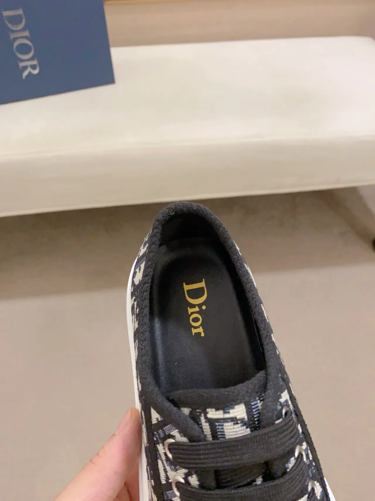 Dior Navy Black Monogrammé Canvas Cuir Cap à l'orteil Lifestyle Sneakers 4