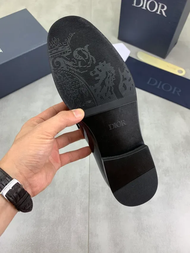Dior Navy Black Patent Leather Metal Oblique Buckle Loafer 2