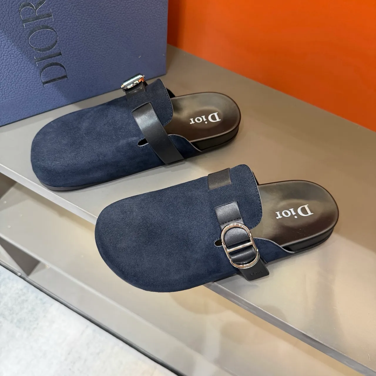 Dior Navy Black Suede Single Strap Casual Shoes 4