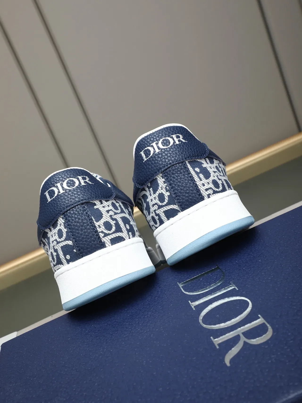 Dior Navy Blue Monogrammed Canvas Upper Oversized Stitched CD Logo Lifestyle Sneakers 3