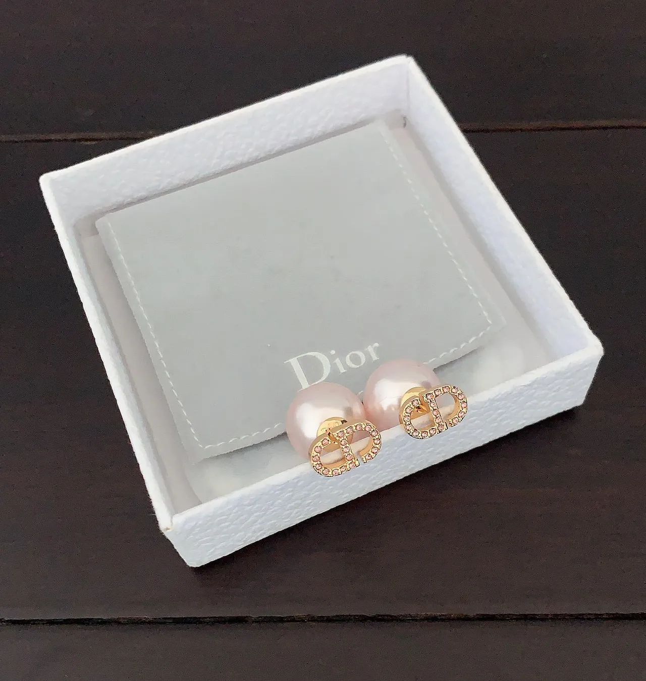 Dior Pink Gold Pearl-Based Pavé-Set Crystals Earrings 3
