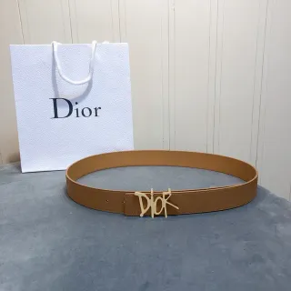 Dior Script Logo Tan Leather Belt