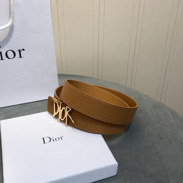 Dior Script Logo Tan Leather Belt 2