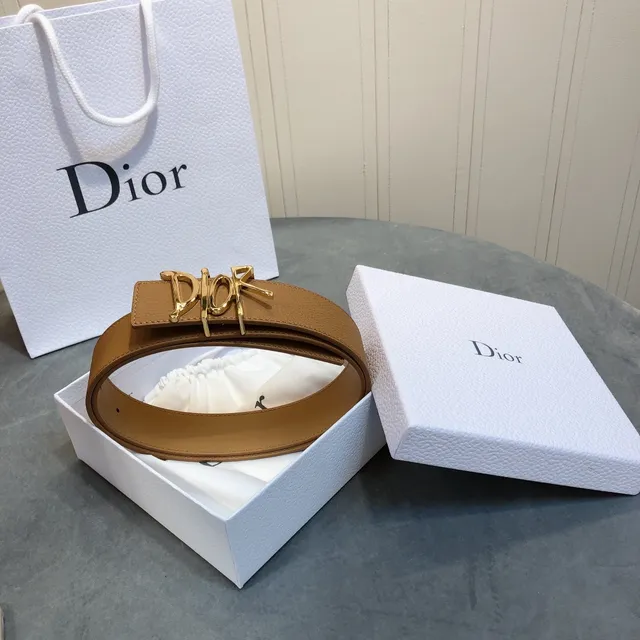Dior Script Logo Tan Leather Belt 4