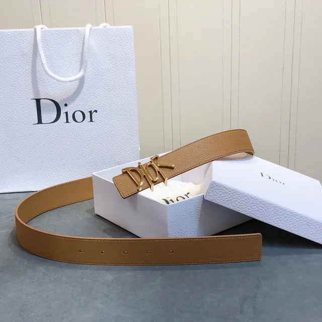 Dior Script Logo Tan Leather Belt 5